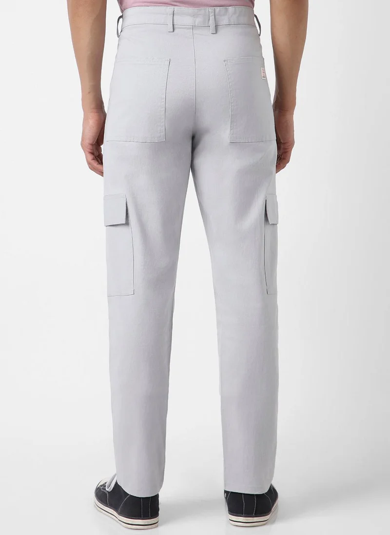 Urbano Fashion  Urbano Fashion Men's Ice Grey Regular Fit Solid Cargo Chino Pant with 6 Pockets Stretchable for Men | Best Price UAE